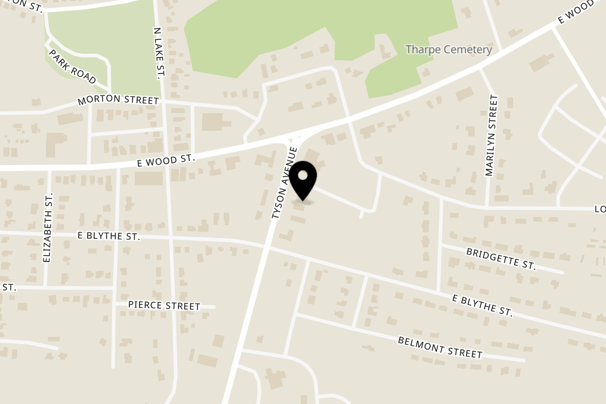 Map showing the location of BEST DONUT Paris on 203 Tyson Ave Ste B in Paris